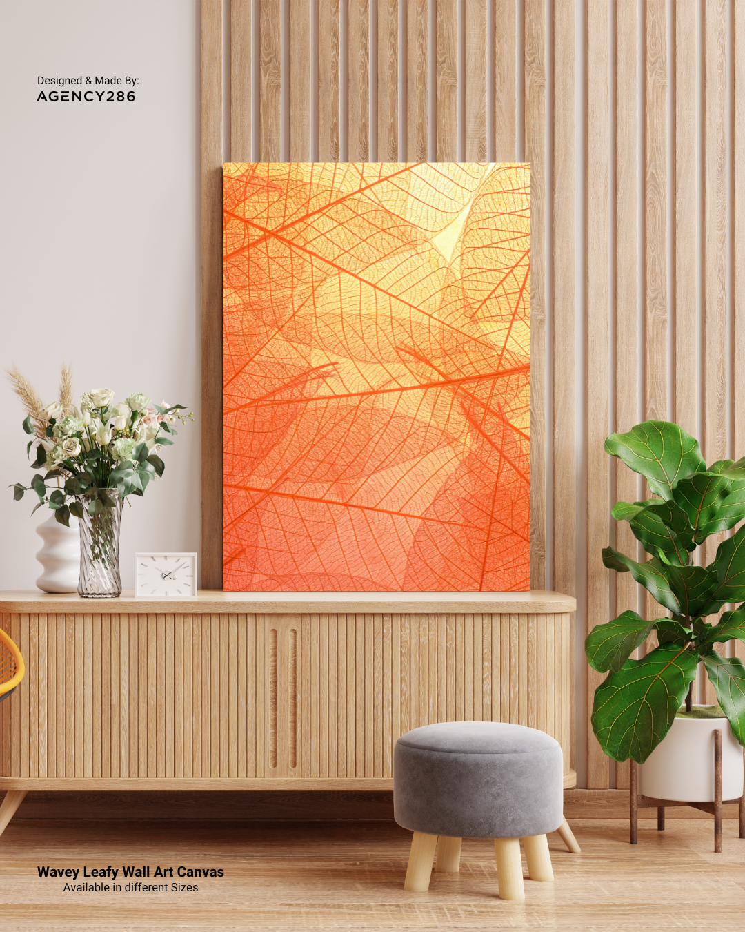 Wavey Leafy Wall Art Canvas