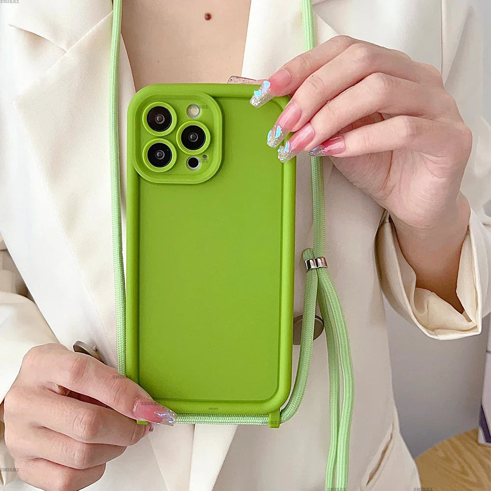 Crossbody Necklace Lanyard Strap Soft Silicone Phone Case for iPhone by Agency286