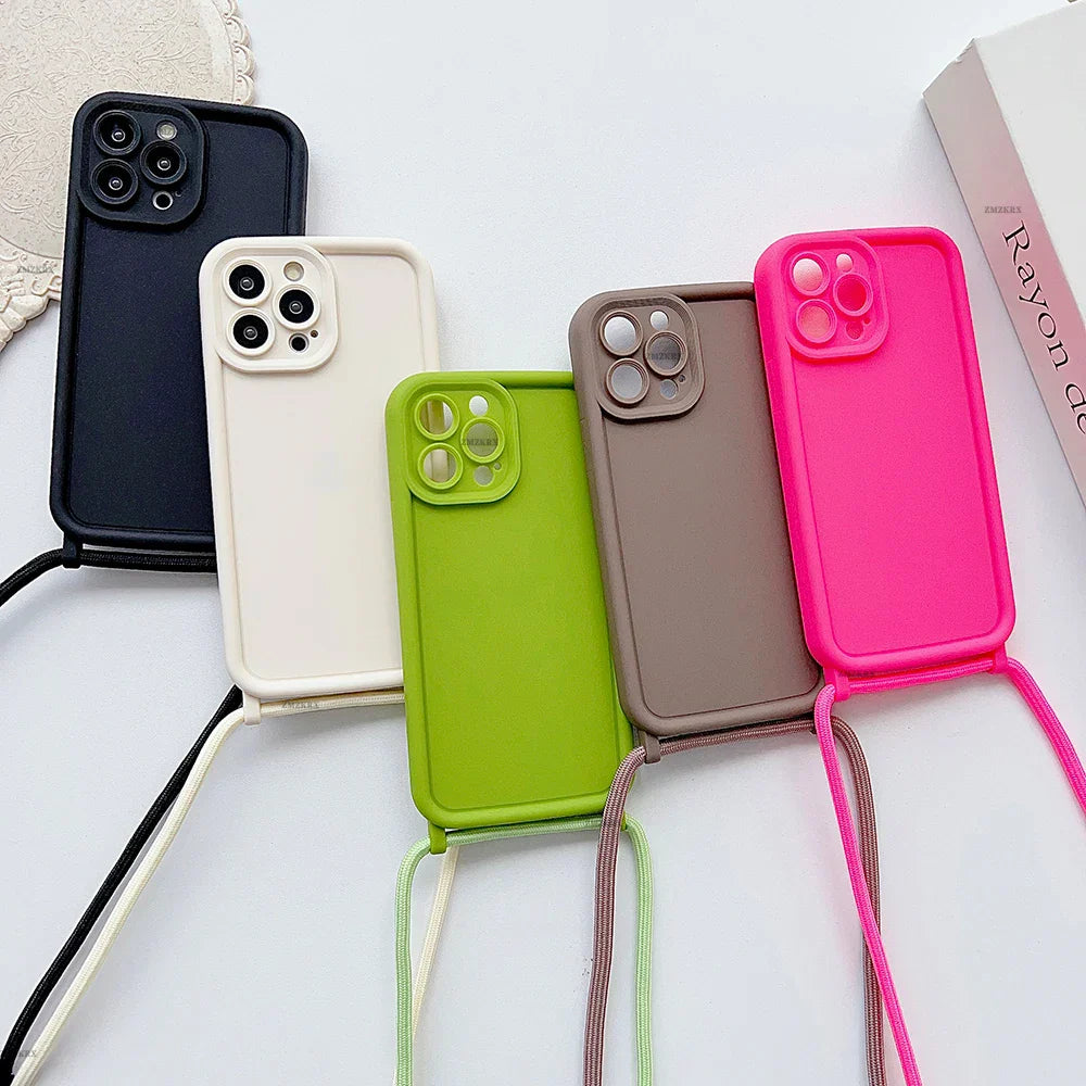 Crossbody Necklace Lanyard Strap Soft Silicone Phone Case for iPhone by Agency286