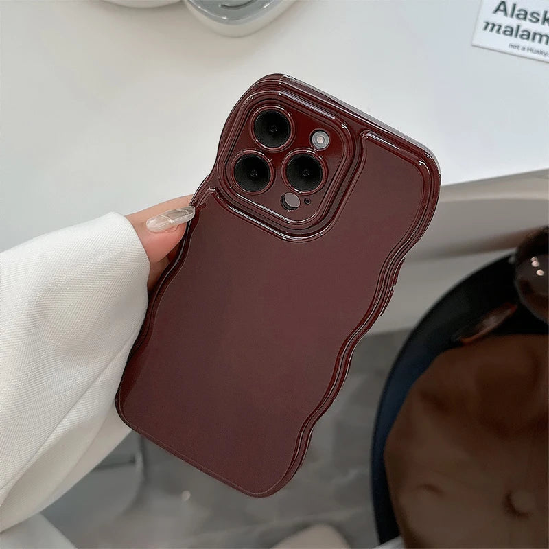 Wine Red Wave Frame Shockproof Case for iPhone by Agency286