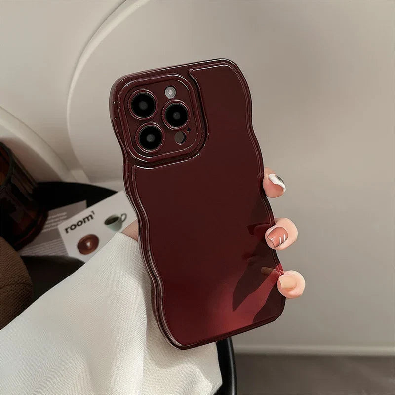 Wine Red Wave Frame Shockproof Case for iPhone by Agency286