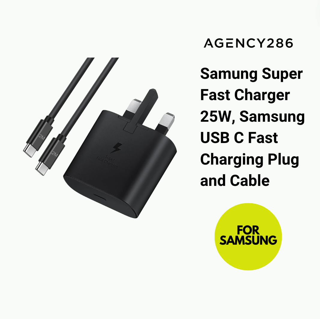 Samung Super Fast Charger 25W, Samsung USB C Fast Charging Plug and 1m Cable USB C to C for Samsung Galaxy S23 Ultra S22 S21fe S20 A33 A53 A52 A54 A14 A13 Z Flip/Fold 4, Type C Plug UK Wall Charger